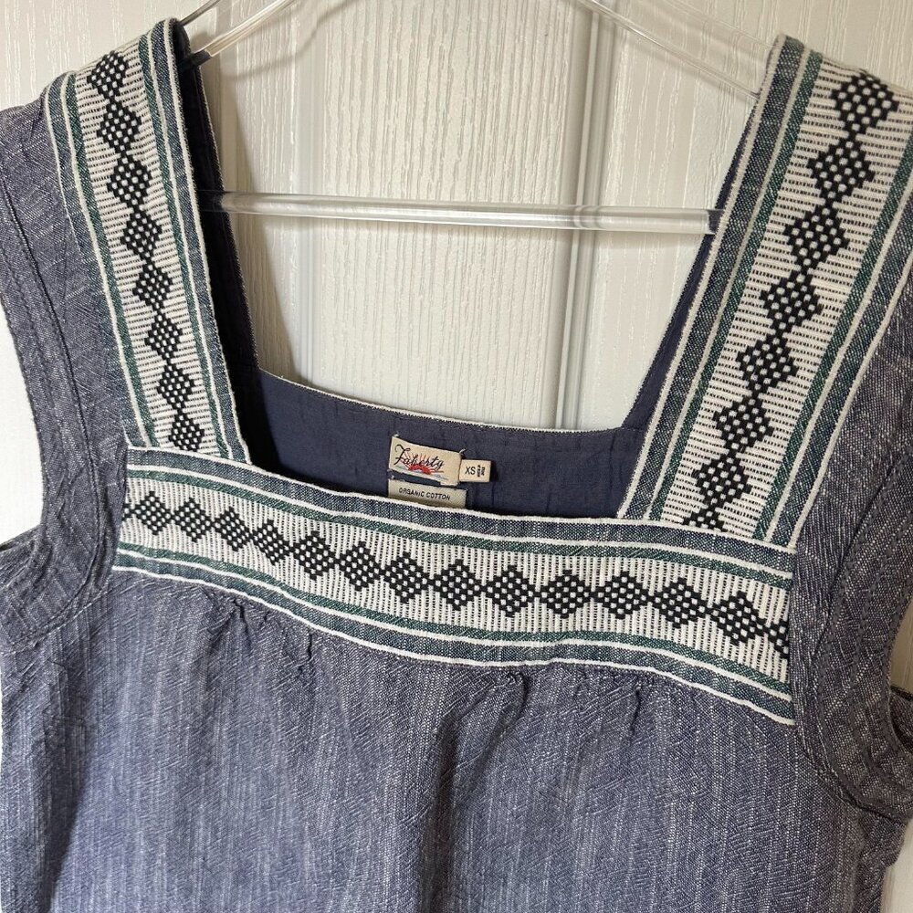 Faherty Hailee Sleeveless Boho Tribal Embroidered Mini Dress Organic Cotton - XS - Picture 3 of 5